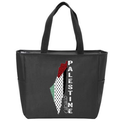 Palestinian Map Keffiyeh Thobe Patterns Palestine In Arabic Zip Tote Bag