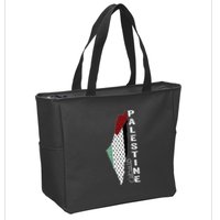 Palestinian Map Keffiyeh Thobe Patterns Palestine In Arabic Zip Tote Bag