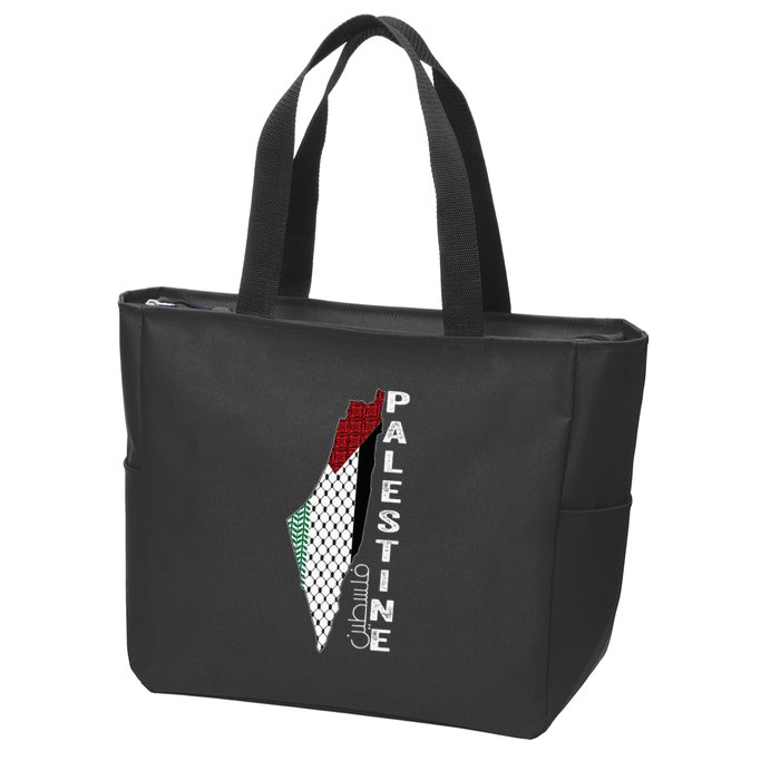 Palestinian Map Keffiyeh Thobe Patterns Palestine In Arabic Zip Tote Bag