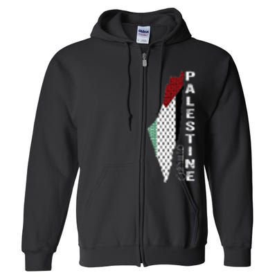 Palestinian Map Keffiyeh Thobe Patterns Palestine In Arabic Full Zip Hoodie