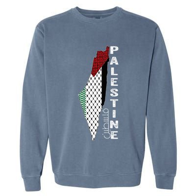 Palestinian Map Keffiyeh Thobe Patterns Palestine In Arabic Garment-Dyed Sweatshirt