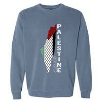 Palestinian Map Keffiyeh Thobe Patterns Palestine In Arabic Garment-Dyed Sweatshirt