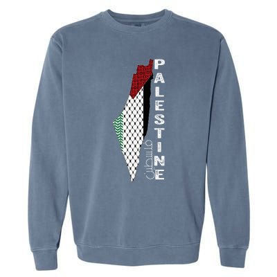 Palestinian Map Keffiyeh Thobe Patterns Palestine In Arabic Garment-Dyed Sweatshirt