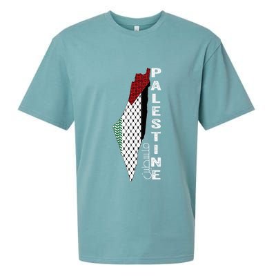 Palestinian Map Keffiyeh Thobe Patterns Palestine In Arabic Sueded Cloud Jersey T-Shirt