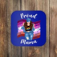 Proud Mama Lesbian Pride Lgbtq Brunette Mom Lesbian Flag Gift Coaster