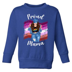 Proud Mama Lesbian Pride Lgbtq Brunette Mom Lesbian Flag Gift Toddler Sweatshirt