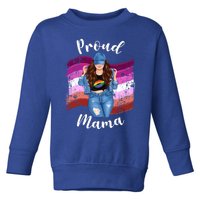 Proud Mama Lesbian Pride Lgbtq Brunette Mom Lesbian Flag Gift Toddler Sweatshirt