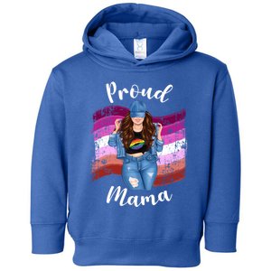 Proud Mama Lesbian Pride Lgbtq Brunette Mom Lesbian Flag Gift Toddler Hoodie