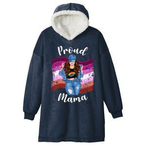 Proud Mama Lesbian Pride Lgbtq Brunette Mom Lesbian Flag Gift Hooded Wearable Blanket