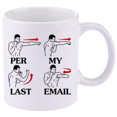 Per My Last Email Funny Men Costumed 11oz C Handle Ceramic Mug