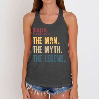 Papa Myth Legend And Dad Funny Father Gift Meaningful Gift Women's Knotted Racerback Tank