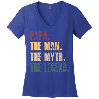 Papa Myth Legend And Dad Funny Father Gift Meaningful Gift Women's V-Neck T-Shirt