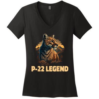 P22 Mountain Lion Silver Lake P22 Women's V-Neck T-Shirt