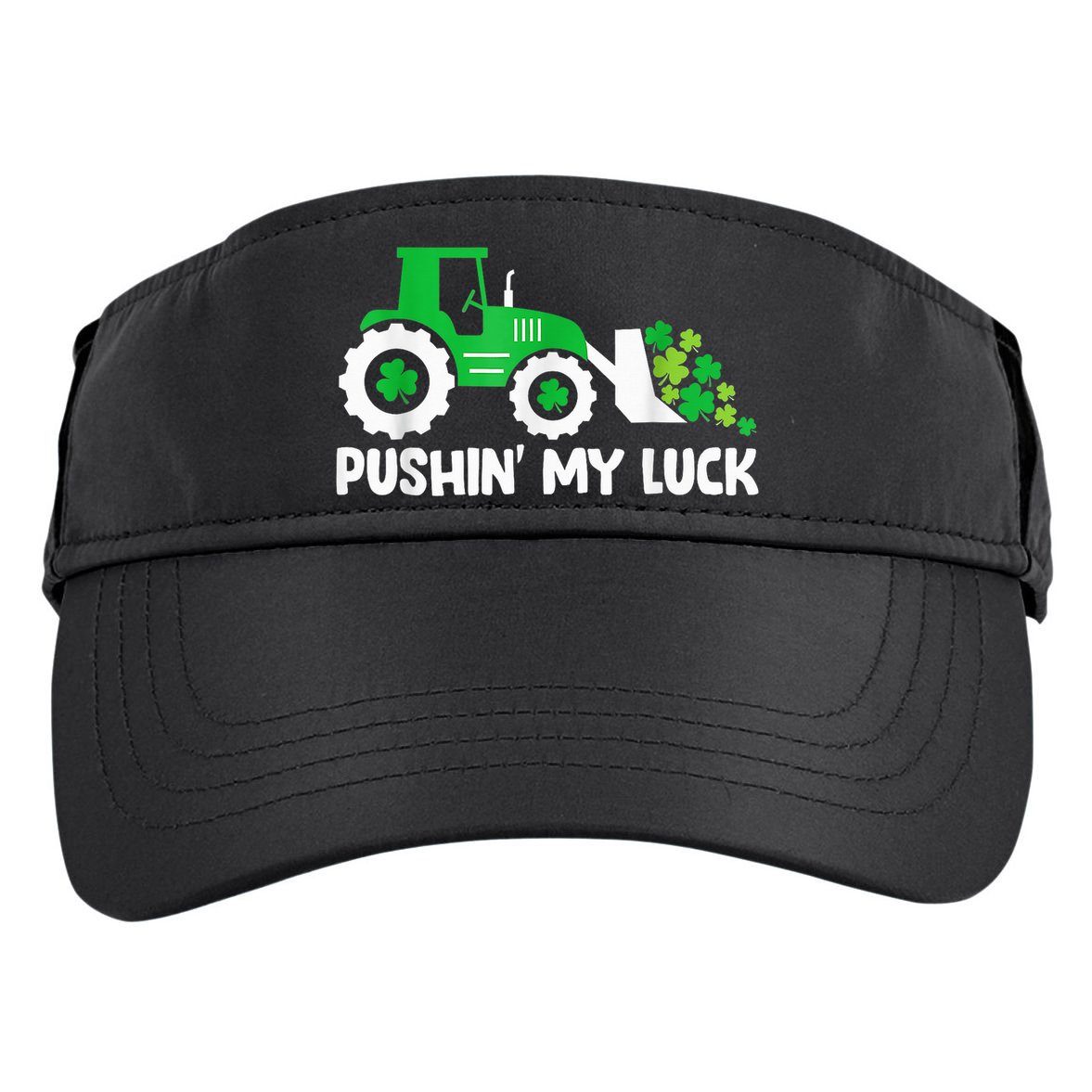 Pushing My Luck Tractor Truck St Patricks Day Adult Drive Performance Visor