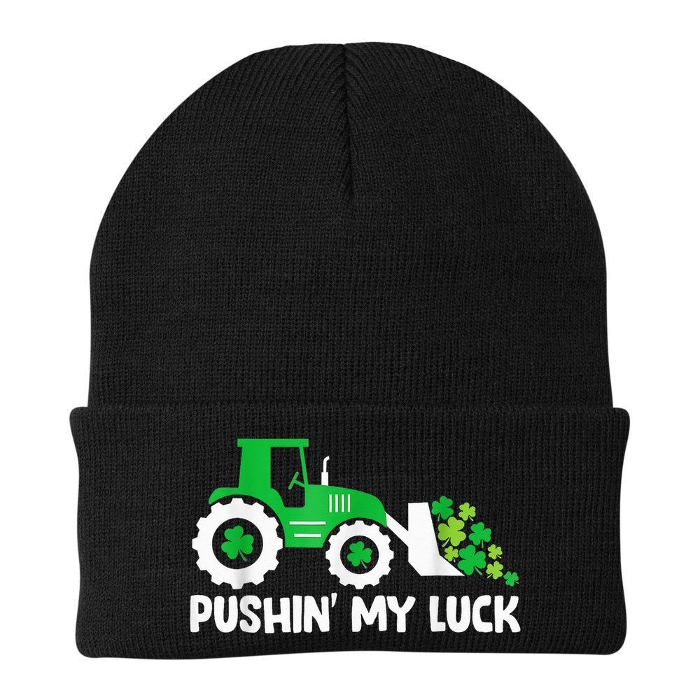 Pushing My Luck Tractor Truck St Patricks Day Beanie