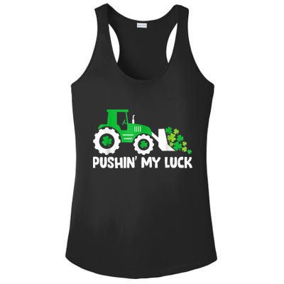 Pushing My Luck Tractor Truck St Patricks Day Ladies PosiCharge Competitor Racerback Tank