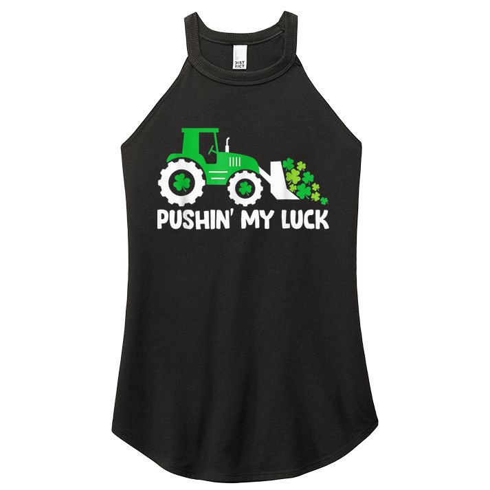Pushing My Luck Tractor Truck St Patricks Day Women's Perfect Tri Rocker Tank