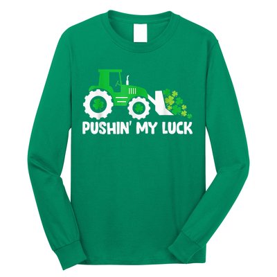 Pushing My Luck Tractor Truck St Patricks Day Long Sleeve Shirt