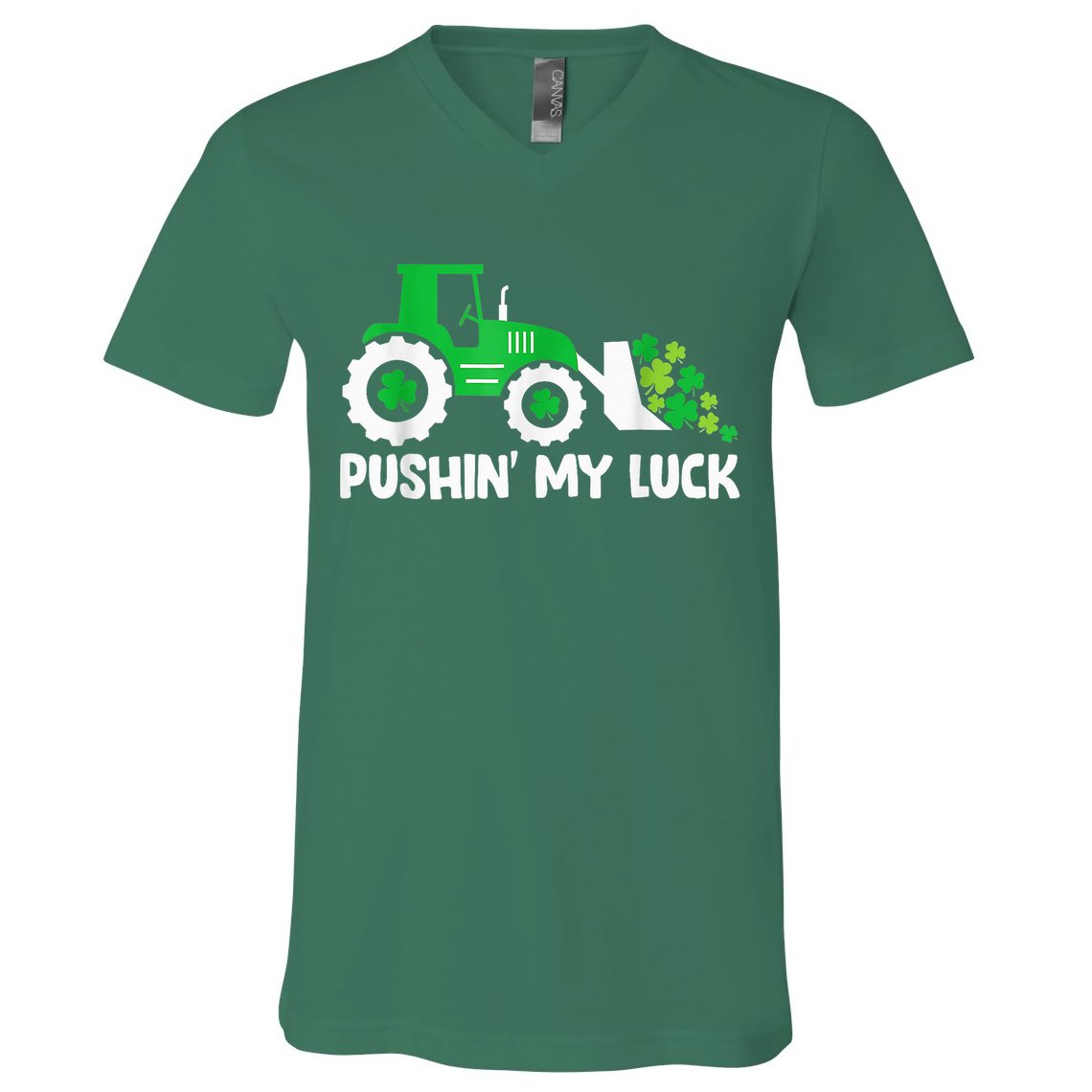 Pushing My Luck Tractor Truck St Patricks Day V-Neck T-Shirt