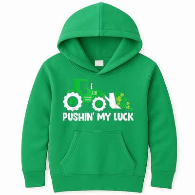 Pushing My Luck Tractor Truck St Patricks Day Kids Hoodie