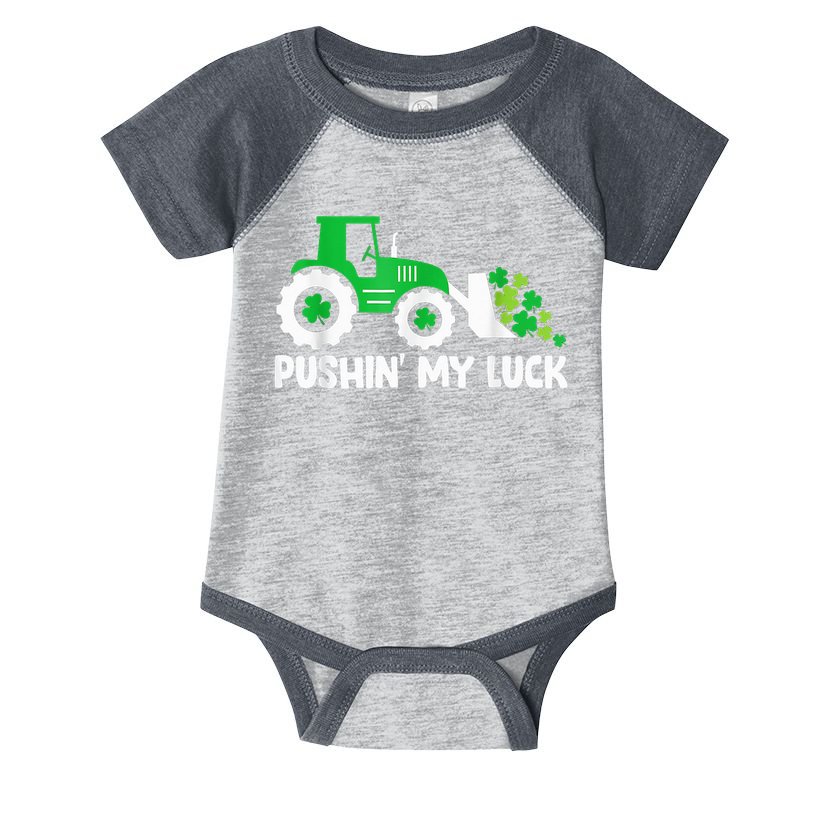 Pushing My Luck Tractor Truck St Patricks Day Infant Baby Jersey Bodysuit