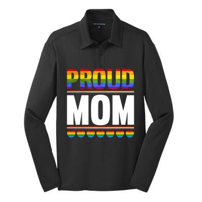 Proud Mom Lesbian Lgbt Pride Month Queer Gift Lgbt Gift Silk Touch Performance Long Sleeve Polo