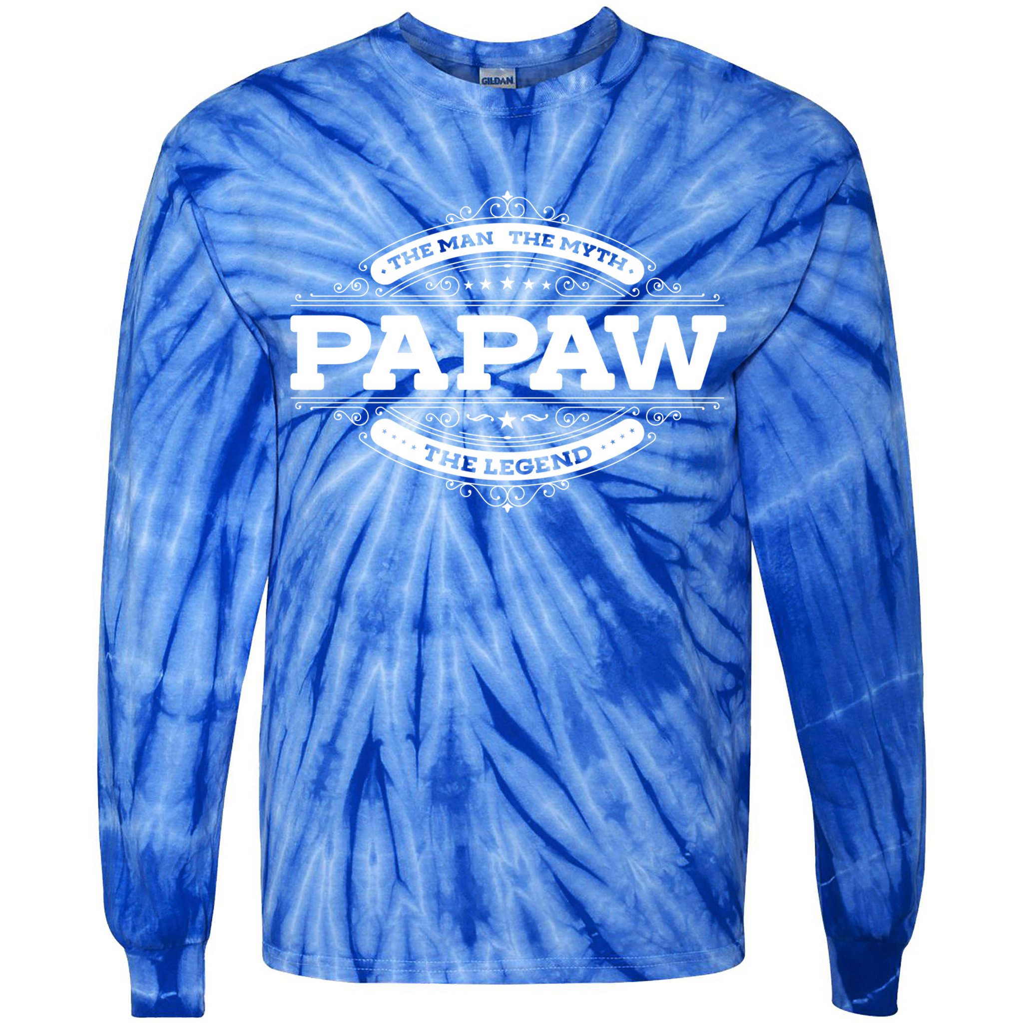 Papaw Myth Legend Father Dad Uncle Gift Idea Gift Tie-Dye Long Sleeve Shirt