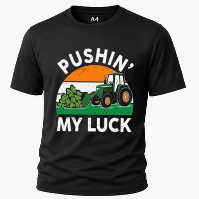 Pushing My Luck Tractor Funny St Patrick Day Boy Dad Performance Shirt