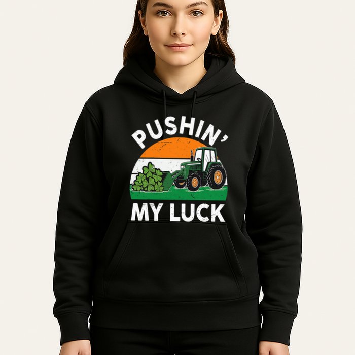 Pushing My Luck Tractor Funny St Patrick Day Boy Dad Hoodie