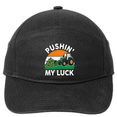 Pushing My Luck Tractor Funny St Patrick Day Boy Dad 7-Panel Snapback Hat
