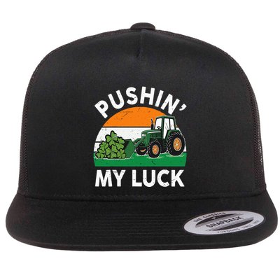 Pushing My Luck Tractor Funny St Patrick Day Boy Dad Flatbill Hat
