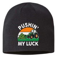 Pushing My Luck Tractor Funny St Patrick Day Boy Dad Sustainable Beanie