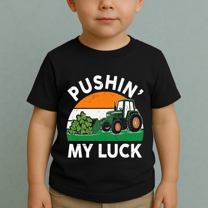 Pushing My Luck Tractor Funny St Patrick Day Boy Dad Toddler T-Shirt