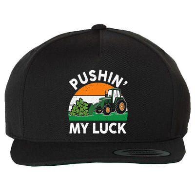 Pushing My Luck Tractor Funny St Patrick Day Boy Dad Wool Snapback Cap