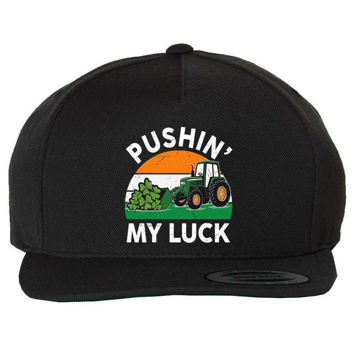 Pushing My Luck Tractor Funny St Patrick Day Boy Dad Wool Snapback Cap