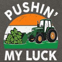 Pushing My Luck Tractor Funny St Patrick Day Boy Dad Cotton Canvas Backpack