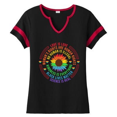 Pride Month Lgbt Flag Blm Rights Great Gift Ladies Halftime Notch Neck Tee