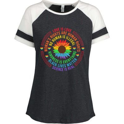 Pride Month Lgbt Flag Blm Rights Great Gift Enza Ladies Jersey Colorblock Tee