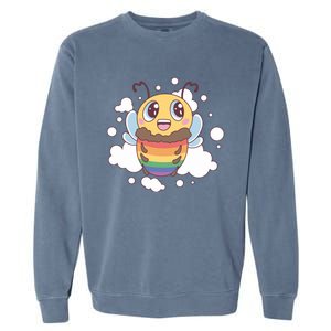 Pride Month Lgbt Flag Bee Rainbow Proud Ally Funny Gift Garment-Dyed Sweatshirt