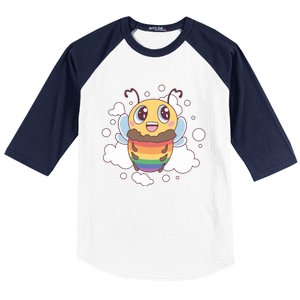 Pride Month Lgbt Flag Bee Rainbow Proud Ally Funny Gift Baseball Sleeve Shirt