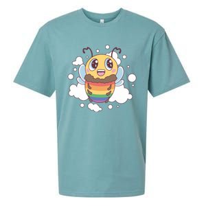 Pride Month Lgbt Flag Bee Rainbow Proud Ally Funny Gift Sueded Cloud Jersey T-Shirt