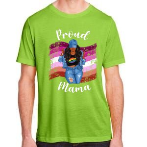 Proud Mama Lesbian Pride Lgbtq Black Mom Lesbian Flag Cute Gift Adult ChromaSoft Performance T-Shirt