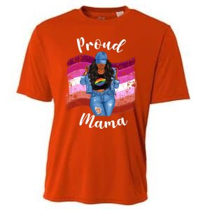 Proud Mama Lesbian Pride Lgbtq Black Mom Lesbian Flag Cute Gift Cooling Performance Crew T-Shirt