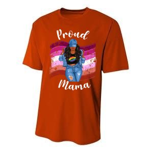 Proud Mama Lesbian Pride Lgbtq Black Mom Lesbian Flag Cute Gift Performance Sprint T-Shirt