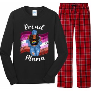 Proud Mama Lesbian Pride Lgbtq Black Mom Lesbian Flag Cute Gift Long Sleeve Pajama Set