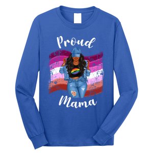 Proud Mama Lesbian Pride Lgbtq Black Mom Lesbian Flag Cute Gift Long Sleeve Shirt