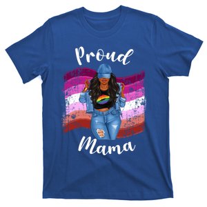 Proud Mama Lesbian Pride Lgbtq Black Mom Lesbian Flag Cute Gift T-Shirt