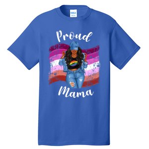 Proud Mama Lesbian Pride Lgbtq Black Mom Lesbian Flag Cute Gift Tall T-Shirt