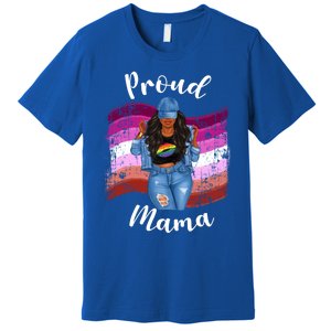 Proud Mama Lesbian Pride Lgbtq Black Mom Lesbian Flag Cute Gift Premium T-Shirt