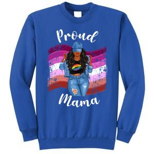 Proud Mama Lesbian Pride Lgbtq Black Mom Lesbian Flag Cute Gift Tall Sweatshirt